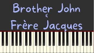 Brother John and Frère Jacques easy piano tutorial [upl. by Idnek]