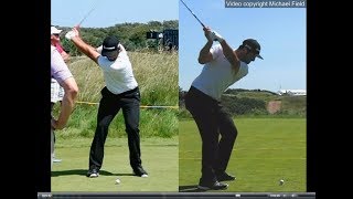 Jon Rahm golf swing  Long Iron faceon amp downtheline July 2017 [upl. by Goodrich]