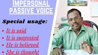 Impersonal Passive VoiceGrammar [upl. by Turrell297]