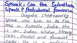 SpivakCan the Subaltern Speak Postcolonial Feminism [upl. by Kwei840]