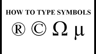 Learn how to type Symbols using the Keyboard Shortcuts ALT 3 Digit Code To get Symbols like ® © Ω µ [upl. by Lyle295]