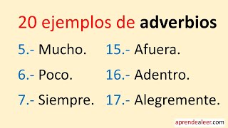 20 ejemplos de adverbios [upl. by Kleper]