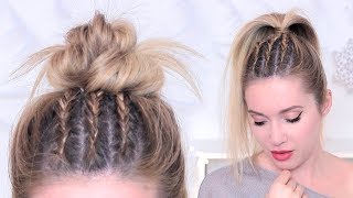 Tuto tresses africaines plaquéescollées  Messy bun RENTREE SCOLAIRE [upl. by Pack]