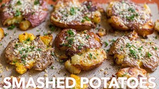 Crispy SMASHED POTATOES  Easy Side Dish [upl. by Raseac]