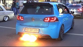 VW Golf R Mk6 with Turbo 2 STEP at Wörthersee 2019  FLAMES amp LOUD BANGS [upl. by Legnalos]