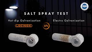 Locinox salt spray test Hotdip galvanization vs Electrogalvanization [upl. by Anilef400]