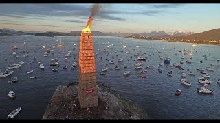 How we lit the Worlds tallest annual bonfire  Slinningsbålet 2015 34m [upl. by Elaweda]