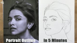 Perfect Portrait Outline in 5 Minutes  HOW TO DRAW FACE  Basic Proportion for Beginners [upl. by Aihtebat142]