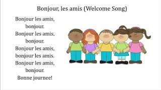 The Welcome Song in French  Bonjour les amis  French Kinder TV [upl. by Argela172]