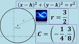 Ecuación ordinaria y general de circunferencia con centro y radio dados con fracciones Ejemplo 6 [upl. by Iand]