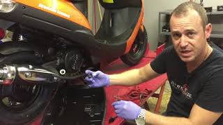 How to 50cc Scooter Oil Change The Easy Way 49cc  150cc GY6 [upl. by Adnilym]