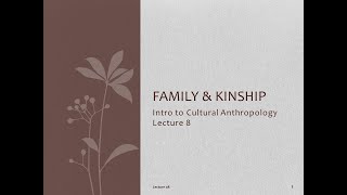 Lecture 08 Family amp Kinship [upl. by Felder157]