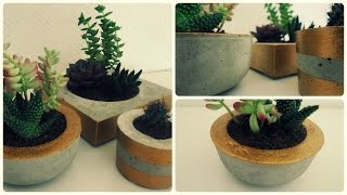 Blumentopf aus Beton  DIY  Concrete Planter eng sub [upl. by Enialedam]