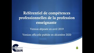 Référentiel de compétences professionnelles de la profession enseignante [upl. by Malley]