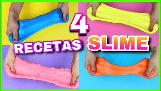 4 RECETAS PARA HACER SLIME  SLIME FÁCIL Y SIN BÓRAX  NatyGloss [upl. by Nawed]