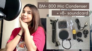 BM800 Condenser Microphone  V8Soundcard  Full Review Setup Audio tests Lazada [upl. by Ellehsram]