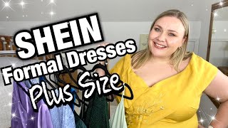 SHEIN FORMAL DRESSES  Plus Size Try On Fashion Haul [upl. by Annawal]