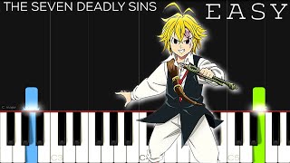 Nanatsu no Taizai OP 1  Netsujou no Spectrum  EASY Piano Tutorial [upl. by Kenley]