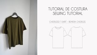 Sewing tutorial oversized tshirt  Tutorial de costura remera oversize  Mercadito de moldes [upl. by Turley]