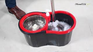 GPCT1883  360° Stainless Steel Spin Mop Wringer Bucket Set w Easy Press Handle amp 2 Mop Heads [upl. by Sosthena718]