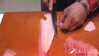 Sushi Tutorial How to cut and prepare Yellowtail Hamachi [upl. by Berard261]