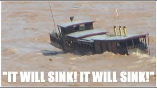 SMALL BOAT FIGHTING STRONG MEKONG RIVER CURRENT [upl. by Warfeld]