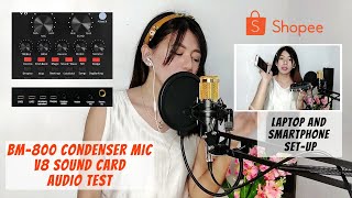 How to Use BM800 Condenser Mic SHOPEE  V8 Sound Card Set Up [upl. by Notslar]