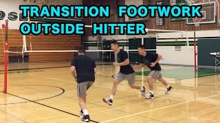 Outside Hitter TRANSITION Footwork Left Wing Spiker  Volleyball Tutorial [upl. by Nickelsen]