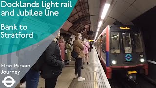 London Underground amp DLR First Person Journey  Bank to Stratford via Canning Town [upl. by Ashraf]