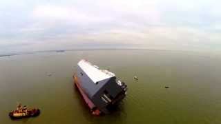 Hoegh Osaka  Aerial Footage of Beached Cargo Vessel Currently Aground On The Bramble Sand Bank [upl. by Ahsiryt]