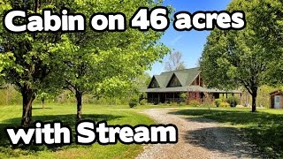 Artist Retreat Log Cabin style home on 46 acres Barn and Creek [upl. by Harvey852]