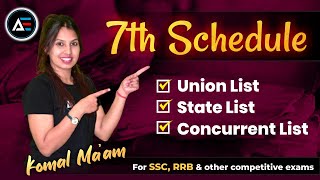 7th Schedule for UPSCUnion State amp Concurrent List Examples  Indian Constitution [upl. by Bascomb]