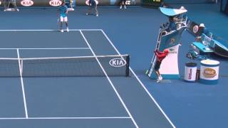 Ball Kid Gets Hit In The Face  Australian Open 2014 [upl. by Iyre944]