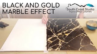 Black and Gold Marble Effect Painting Technique [upl. by Marquita]