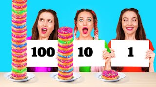 100 LAYERS FOOD CHALLENGE  Giant VS Tiny Food For 24 Hours by 123 Go FOOD [upl. by Neiluj]