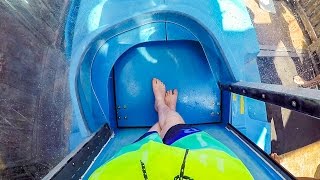 Yas Waterworld Abu Dhabi  Liwa Loop  AquaLoop Trapdoor Waterslide Onride [upl. by Nelac708]