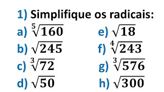 Simplifique os radicais [upl. by Adirehs]