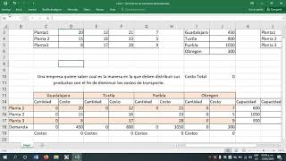 Minimizar costos de transporte utilizando Solver [upl. by Treboh3]