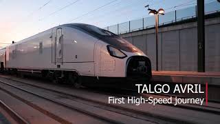 Talgo Avril First HighSpeed Journey [upl. by Alleuqahs]