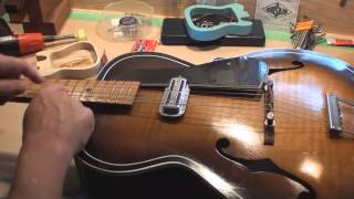 How To Set The Floating Bridge on a Archtop Guitar [upl. by Acirea733]