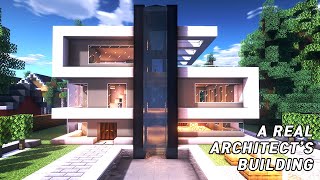 A real architects building houses in Minecraft tutorial  Modern House 23 [upl. by Eirelam961]