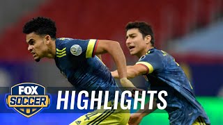 Diazs lategame heroics lift Colombia over Peru 32  2021 Copa America Highlights  FOX SOCCER [upl. by Gesner]