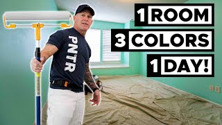 DIY Paint a Room 3 Colors in ONE DAY [upl. by Elleahcim345]