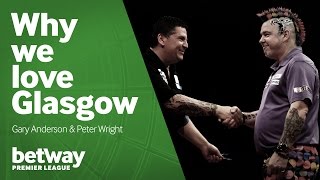 Betway Premier League Darts 2016  Gary Anderson amp Peter Wright on Glasgow [upl. by Burtie]