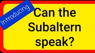 Can the Subaltern Speak [upl. by Daniyal12]