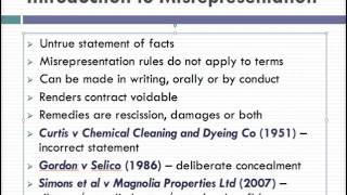 Misrepresentation Lecture 1 of 4 [upl. by Sucramad]