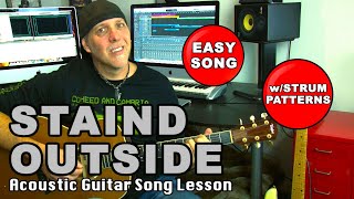 Outside Staind Aaron Lewis EZ acoustic guitar song lesson No barre chords [upl. by Eelrahs]