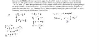 Chapter 19 example 7 The Millikan OilDrop Experiment [upl. by Ingeberg]