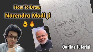 How To Draw Narendra Modi Step By Step Outline Tutorial  PM Narendra Modi Drawing  Drawing 👌🔥 [upl. by Addis]