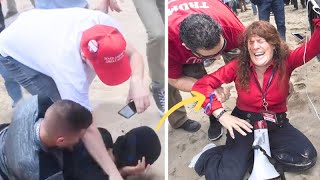 Masked Jerks Attack Female Trump Supporter Then Instantly Regret It [upl. by Ladnik]